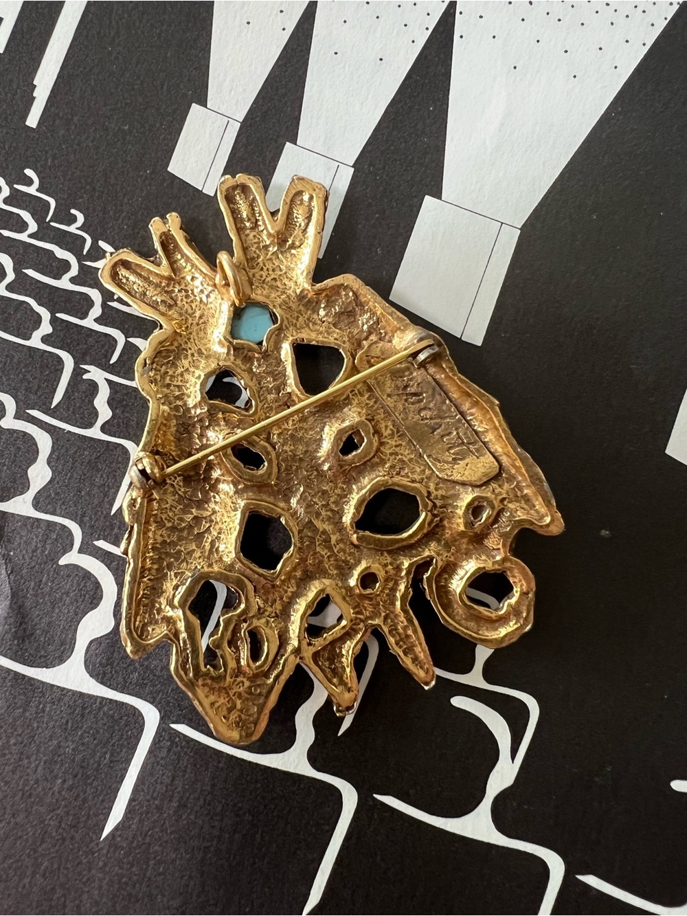Vintage Jacques Lipchitz modernist brutalist brooch Doves of Peace  Pendant - Picture 3 of 4